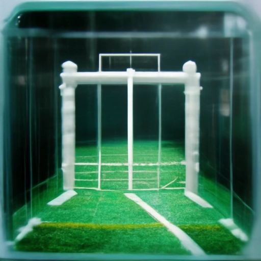 Фотография пластиковых белых ворот без сетки на футбольном поле