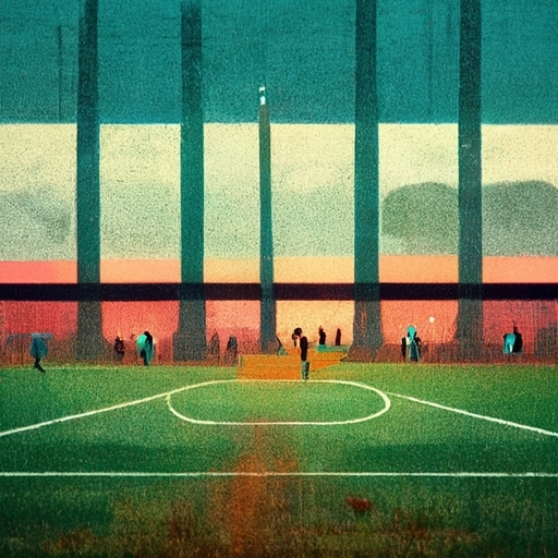 картина футбольное поле с игроками на фоне 