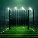 Футбольные ворота с подсветкой на поле